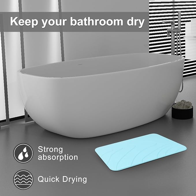 2 Pack Diatomaceous Earth Shower Mat, Stone Bath Mat, Nonslip Super Absorbent - Image 3