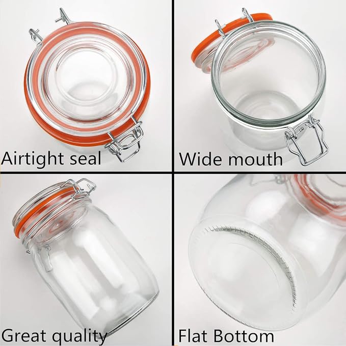 Glass Jars 32oz, Airtight Glass Food Storage Jar - Image 3