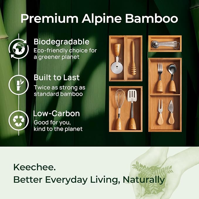 keechee 6-Piece Bamboo Drawer Organizer Set, 2.2" Deep Multi-Use Organizers - Image 8