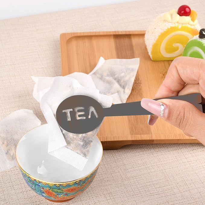 4Pcs Gray Tea Bag Squeezer, Stainless Steel Clip On Strainer, Tea Spoon Tongs - Image 4