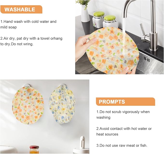 Reusable Bowl Covers for Bread Proofing（2 Large）- Cotton Beeswax Bowl Covers - Image 7
