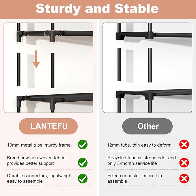 LANTEFUL 10 Tiers Tall Shoe Rack 20-25 Pairs Boots Organizer Storage Sturdy - Image 6