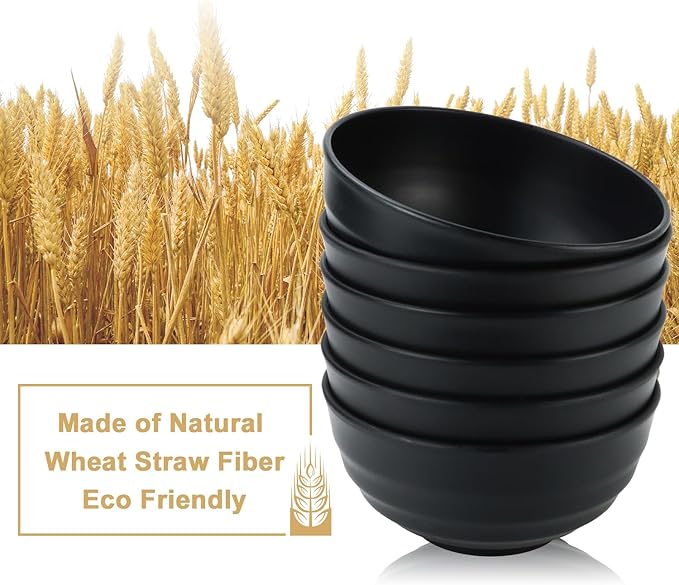 Wheat Straw Bowls Unbreakable Large Salad Bowls 60 OZ Set of 6, Microwave and - Image 3