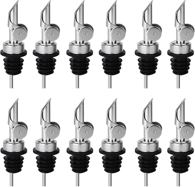 12PCS Weighted Liquor Bottle Pourers, Auto Flip Olive Oil Spout, Stainless by BALTRE