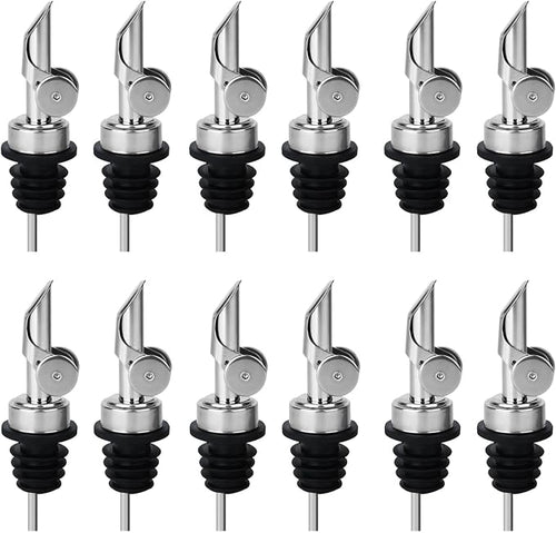 12PCS Weighted Liquor Bottle Pourers, Auto Flip Olive Oil Spout, Stainless by BALTRE