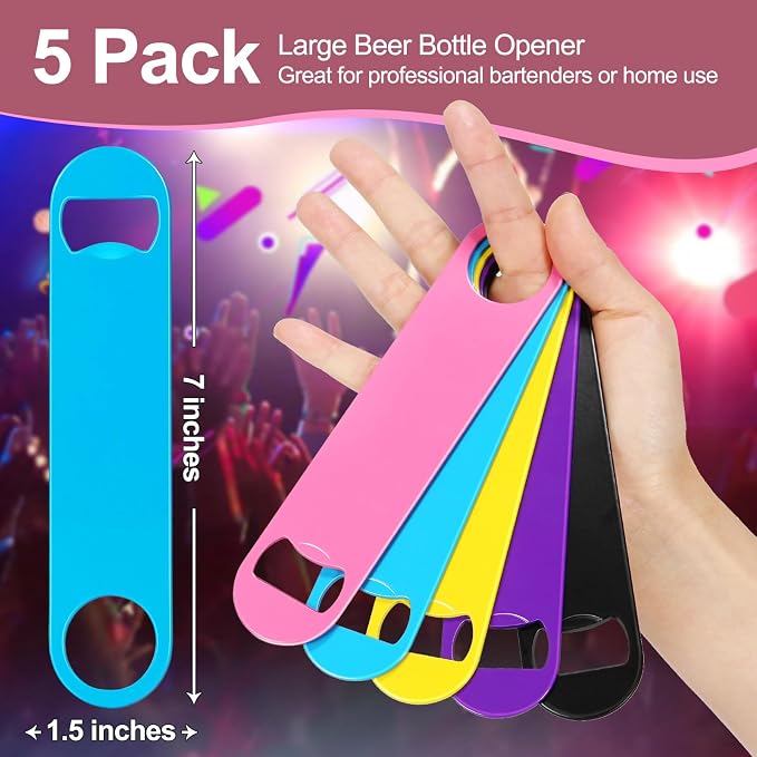 WEGAZ-5 Pack 7 Inches Large Colorful Beer Bottle Openers，Stainless Steel - Image 2