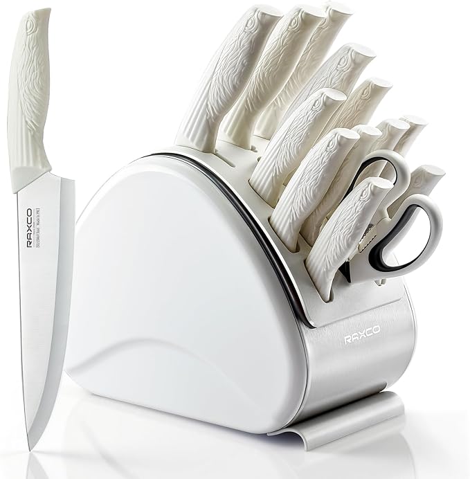 RAXCO Knife Set with Block, 12-Piece Stainless Steel Kitchen Knives by RAXCO