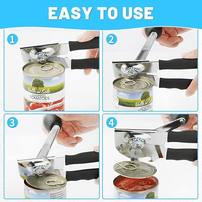 Commercial Can Opener, Stainless Steel Heavy Duty Hand Crank Manual Can Openers - Image 5