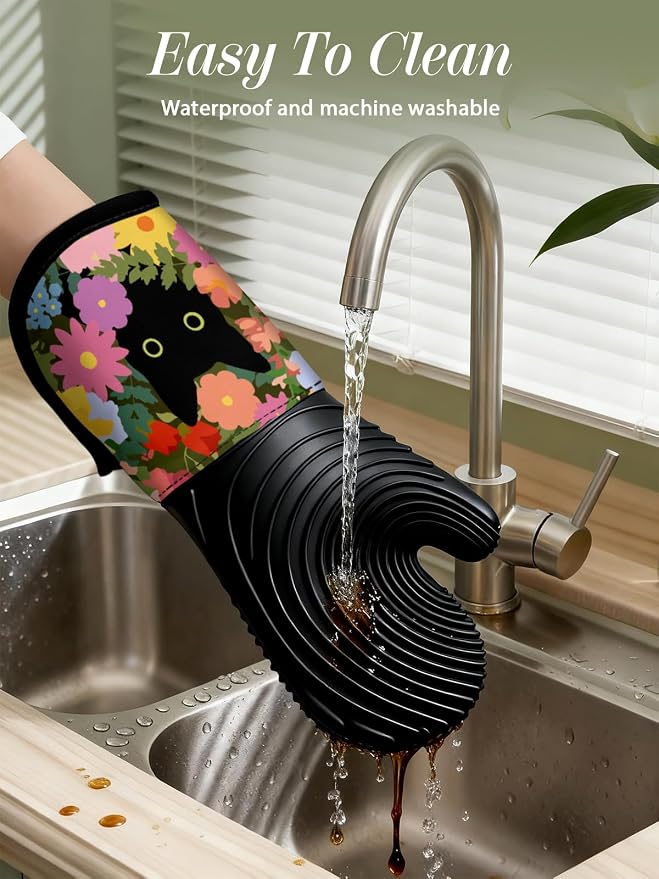 Slohif Long Silicone Oven Mitts Heat Resistant - Image 4