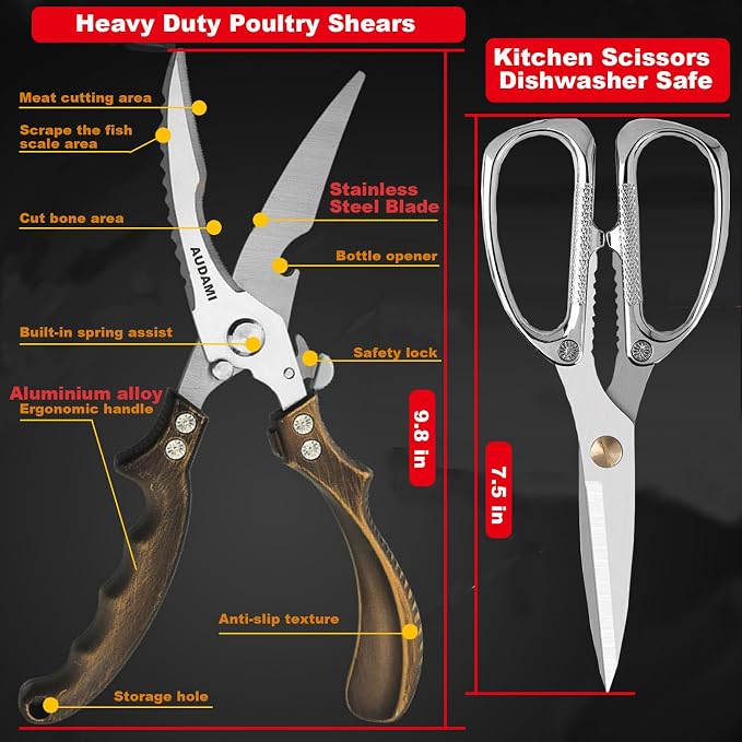 Kitchen scissors 2 Pack, Poultry Shears Heavy Duty Professional Stainless Steel - Image 4