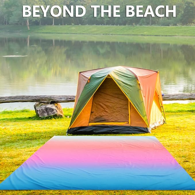 WIWIGO Beach Blanket Waterproof Sandproof Beach Mat 79" X 83"/10'x9'for 2-8 - Image 5