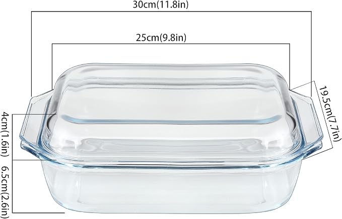 2QT Glass Casserole Dish with Lid, Tempered Glass Baking Dish - Image 2