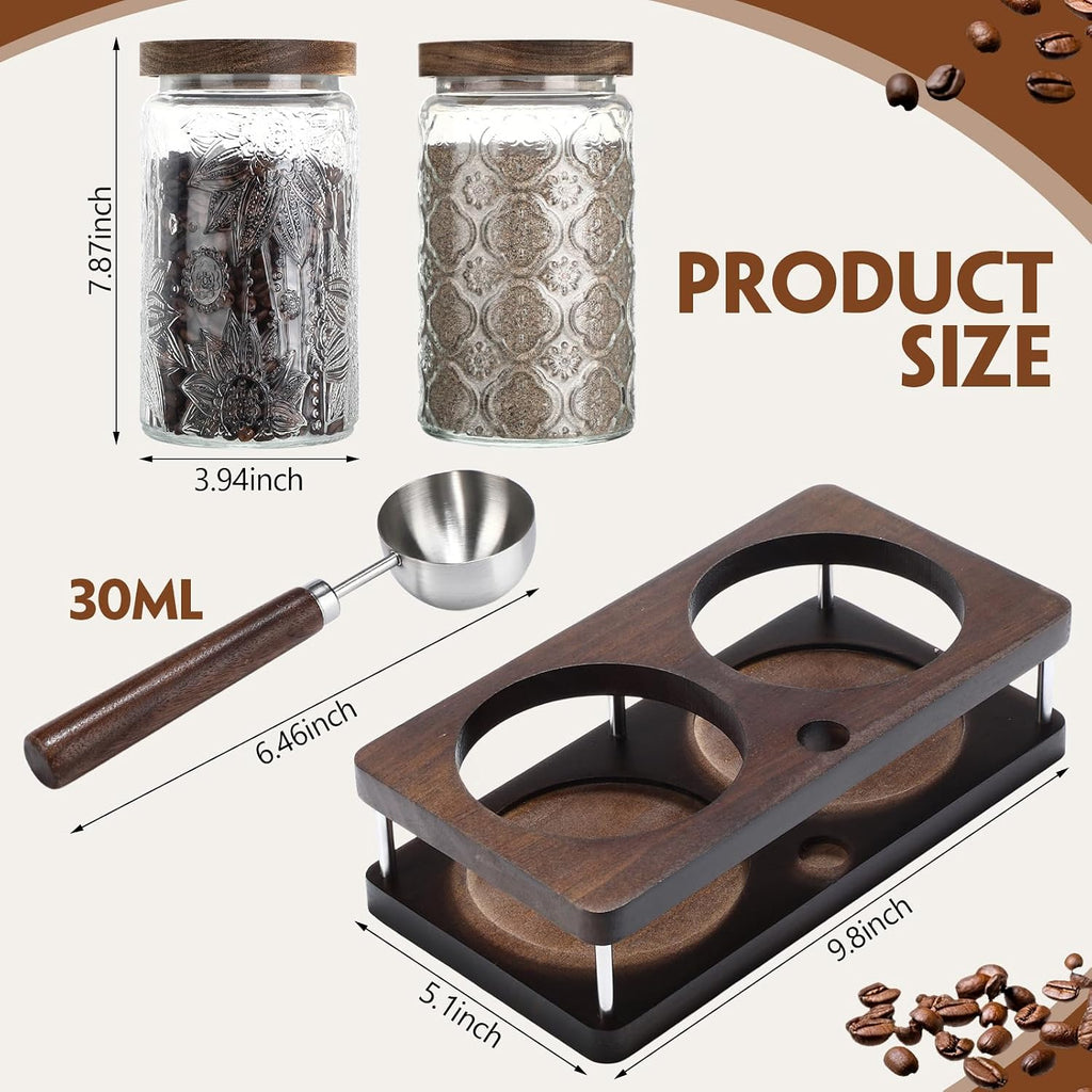 Glass Coffee Grounds Container with Shelf 2 x 34 oz Glass Coffee Bean