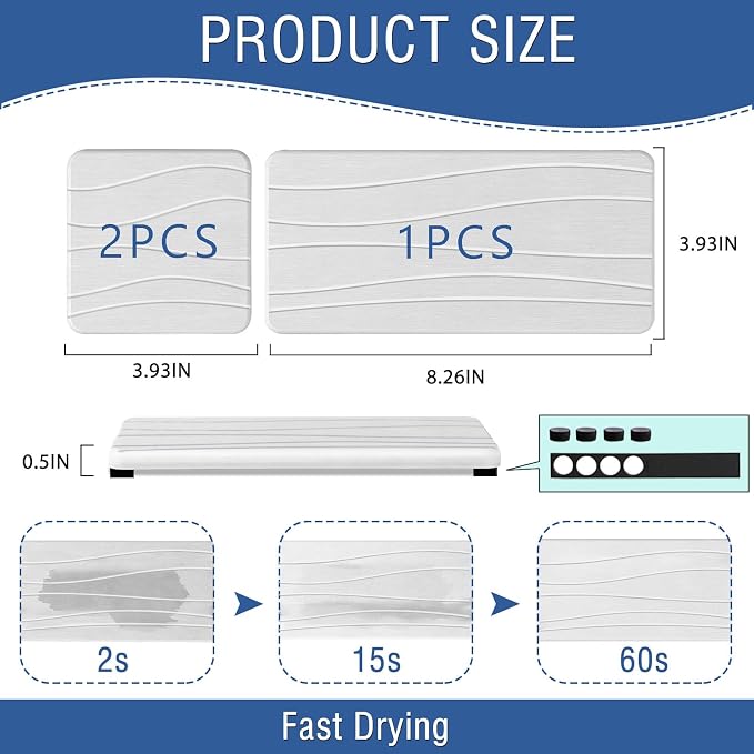 3PCS Water Absorbing Stone Tray, Fast Drying Stone Sink Tray, Stones Soap Trays - Image 6