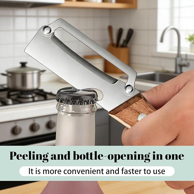 Zero Snag Wooden Peeler, 2-in-1 Multifunctional vegetable peeler, Stainless - Image 6