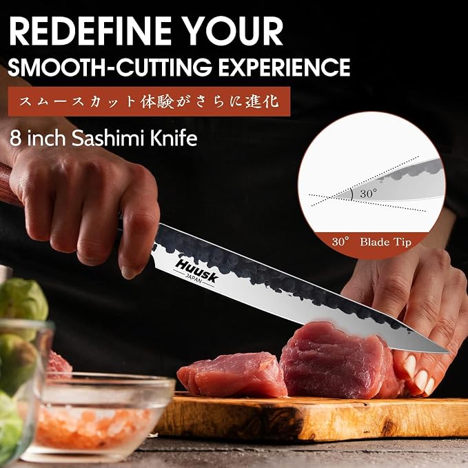 Huusk Japanese Slicing Knife 8 Inch Sushi Knife, Hand Forged Sashimi Knives - Image 5