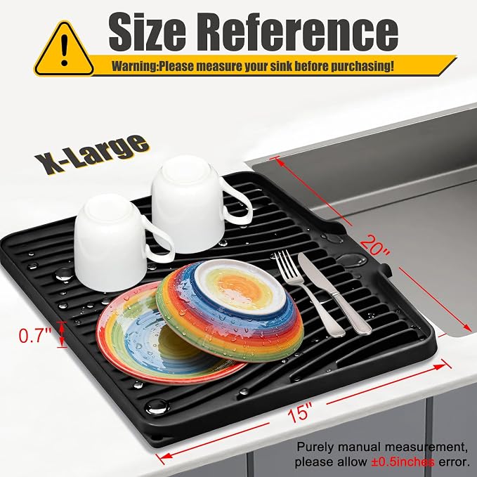 TIKNIK Silicone Dish Drying Mat, Stone Drying Mat - Image 2