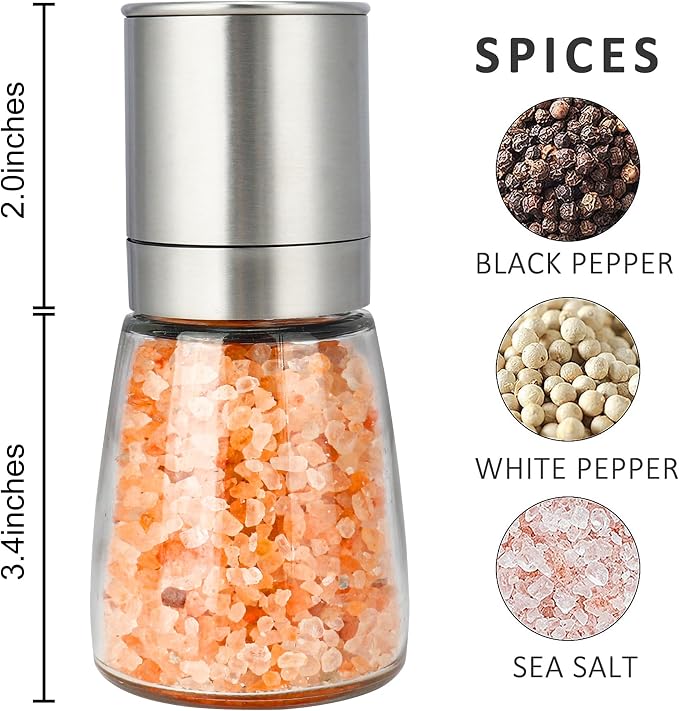 Gulex® Pepper Grinder Pepper Mill, Salt Grinder Refillable, Adjustable - Image 2