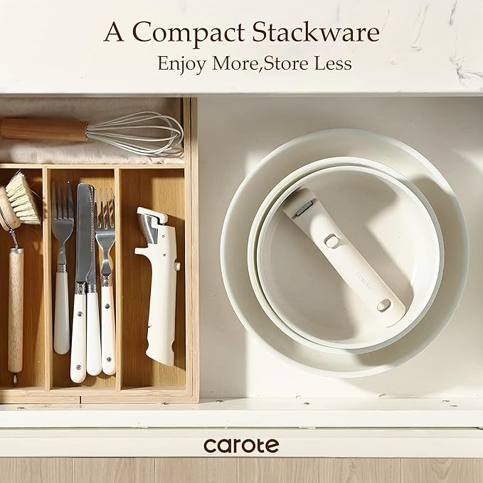 CAROTE 19pcs Pots and Pans Set, Nonstick Cookware Set Detachable Handle - Image 6