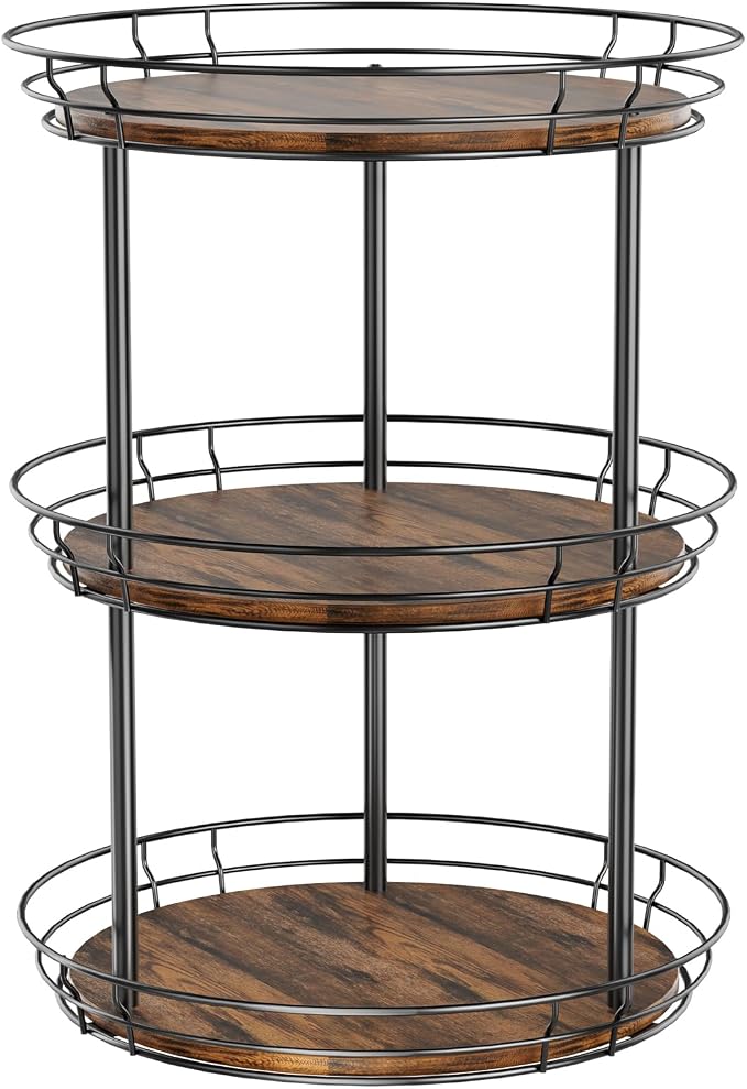 LAMU 12'' Lazy Susan Turntable Organizer, 3 Tier Round Rotating Spice Rack by YourHome-OrganizationHelper
