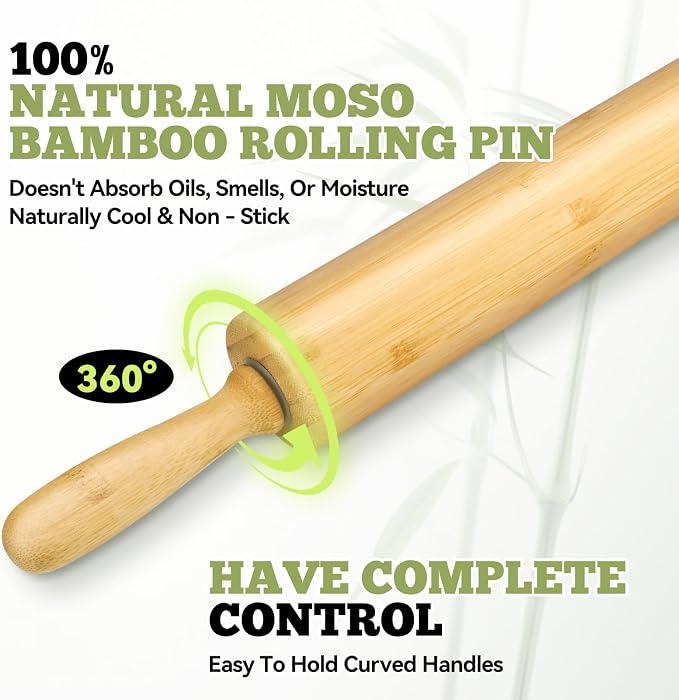 2 Pack（10 inch &17.5 inch） Wooden Rolling Pin - Image 6