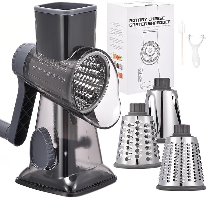 Rotary Cheese Grater with Handle Kitchen Shredder Slicer Grater Slicer Ice by Ziweaye