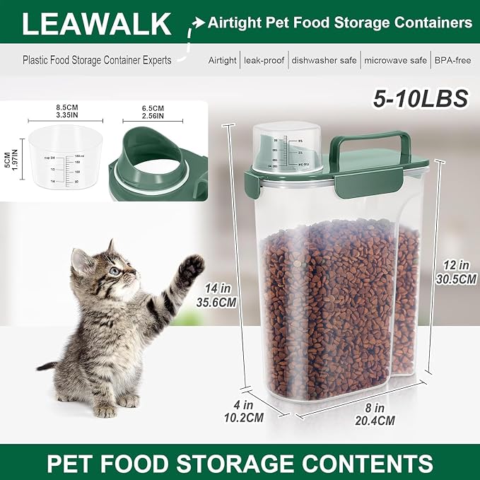 LEAWALK 5-7Lbs Cat Dog Storage Container, Portable Pet Food Containers - Image 2