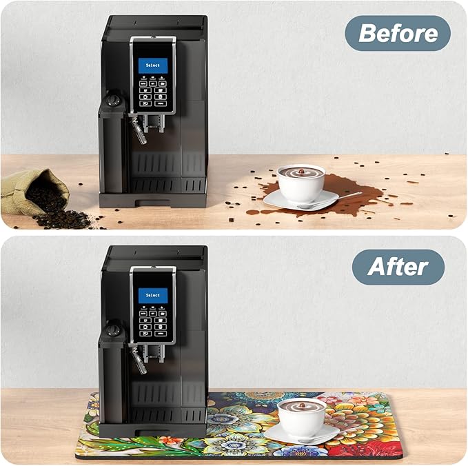 Rnivvi Coffee Mat, Hide Stain Rubber Backed Absorbent Dish Drying Pad - Image 6