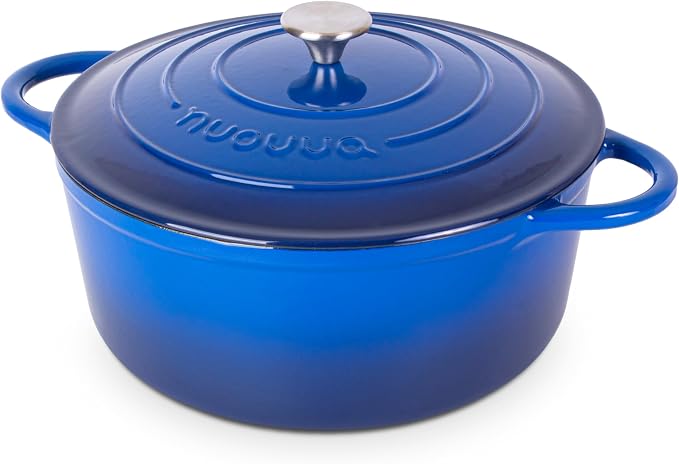 Cast Iron Dutch Oven with Lid – Non-Stick Ovenproof Enamelled Casserole Pot – by Nuovva