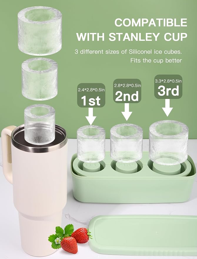 Ice Cube Tray for Tumbler Cup 30Oz-40Oz, Easy Fill and Release Ice Maker for - Image 2