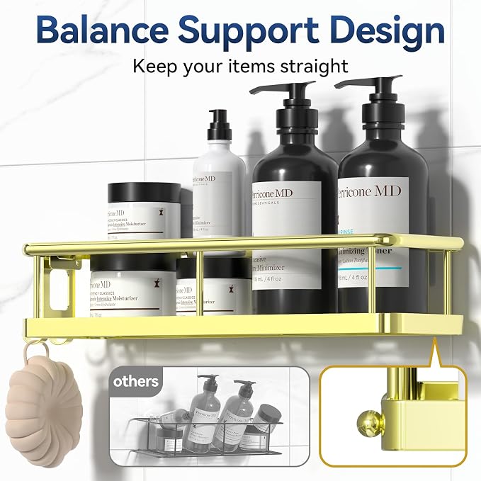 YASONIC Shower Caddy Adhesive, No Drill Bathroom Shower Organizers, - Image 6