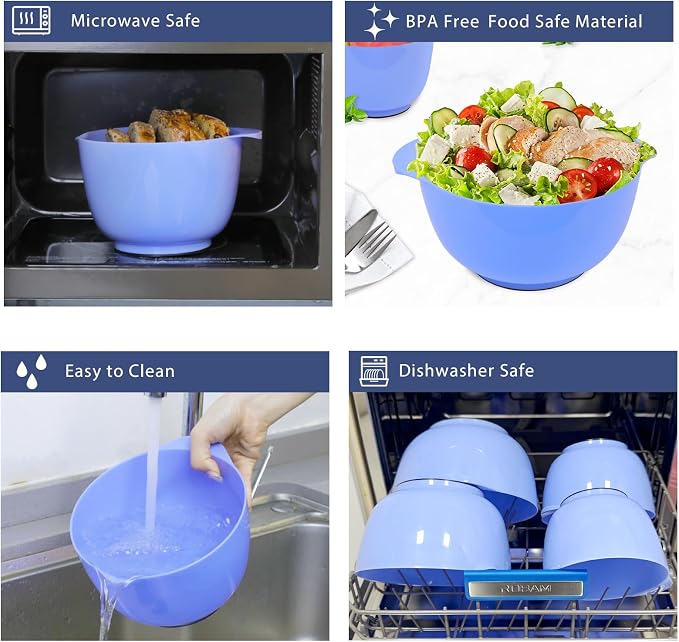 BoxedHome 4 Quart Large Plastic Mixing Bowls, Microwave Safe Mixing Bowl Set - Image 6