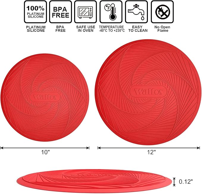 Walfos 12 10 Inch Silicone Microwave Mats, Microwave Splatter Cover - Image 7