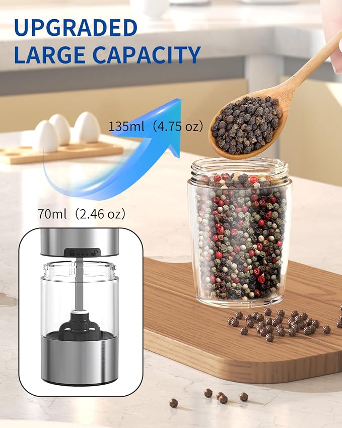 CIRCLE JOY Gravity Electric Pepper Grinder Salt Grinder Pepper Griner Mill - Image 6