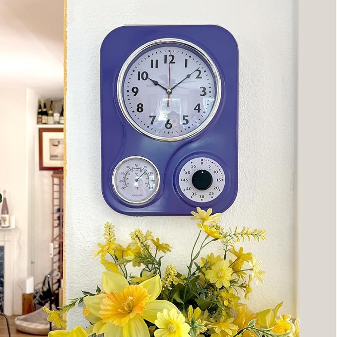 Lily's Home - 9.5 Inch x 12.5 Inch - Retro Kitchen Wall Clock, Vintage Wall - Image 4