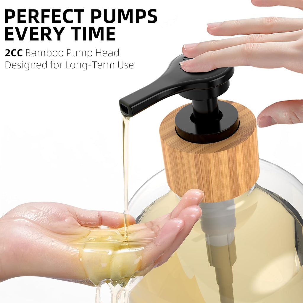 Kitchen Dish Soap Dispenser Set with 2 Pack 16.9oz Amber Glass Bottle