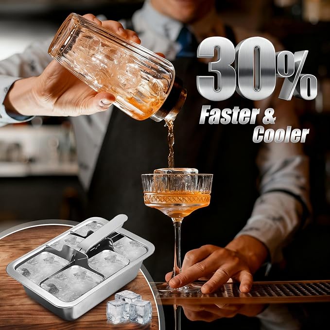 Ice Cube Trays, Large 6-cube Stainless Steel Ice Cube Trays - Image 5