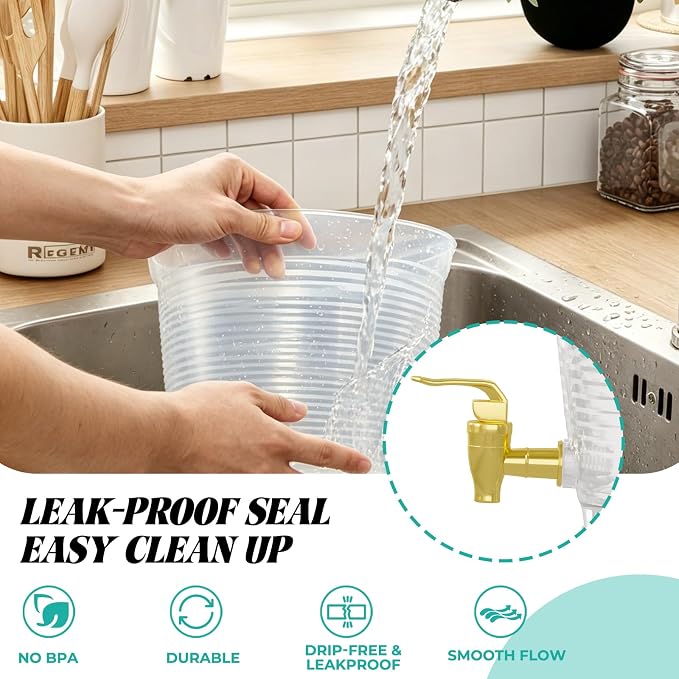 2 Pack Drink Dispenser for Parties 1.6 Gallon, Large 6L Plastic Water Dispenser - Image 3
