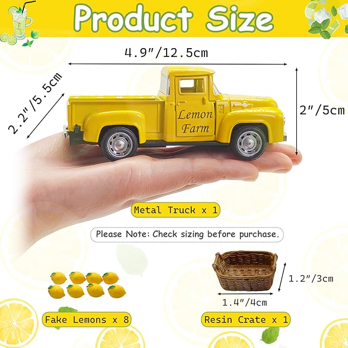 Lemon Decor - 4.9″Farmhouse Vintage Metal Truck - Image 3