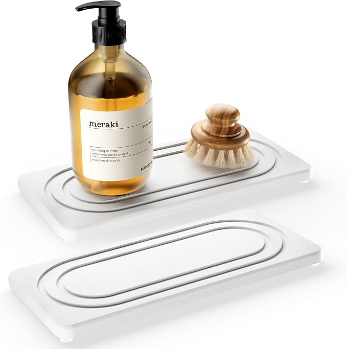 Water Absorbing Stone Tray, Quick Drying Diatomite Bathroom Tray Countertop by MAGKOTA