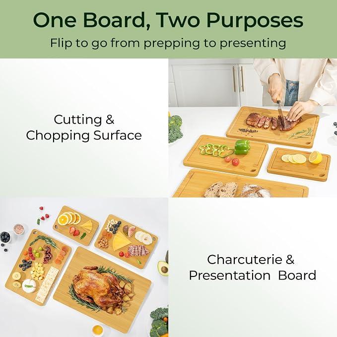 Keechee 4-Pcs Natural Wood Cutting Board Set Kitchen Tools - Image 3
