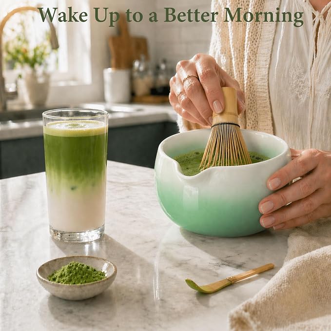 Matcha Whisk Set, Ceramic Matcha Set Includes Bowl & Holder, Bamboo Whisk - Image 7