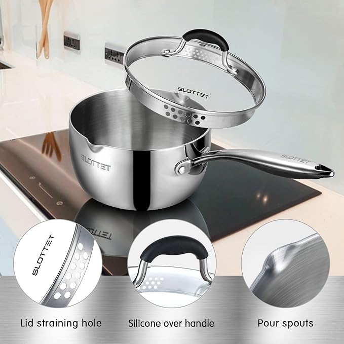 SLOTTET Tri-Ply Full Body Stainless Steel Sauce Pan - Image 5