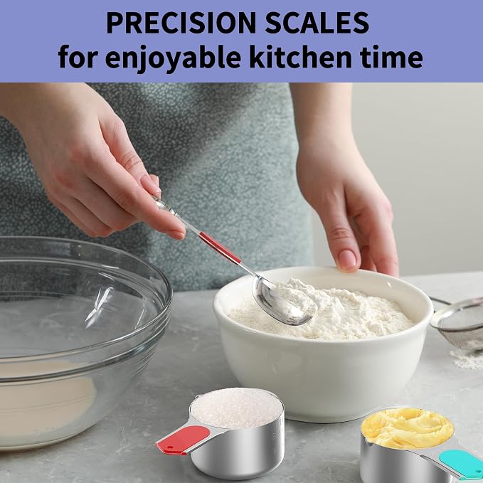 Magnetic Measuring Cups and Spoons Set, 5 Stainless Steel Measuring Cups - Image 5