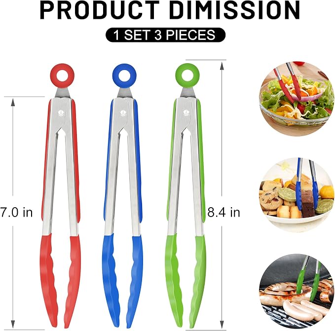 Hotec Mini Silicone Kitchen Tongs - Image 2