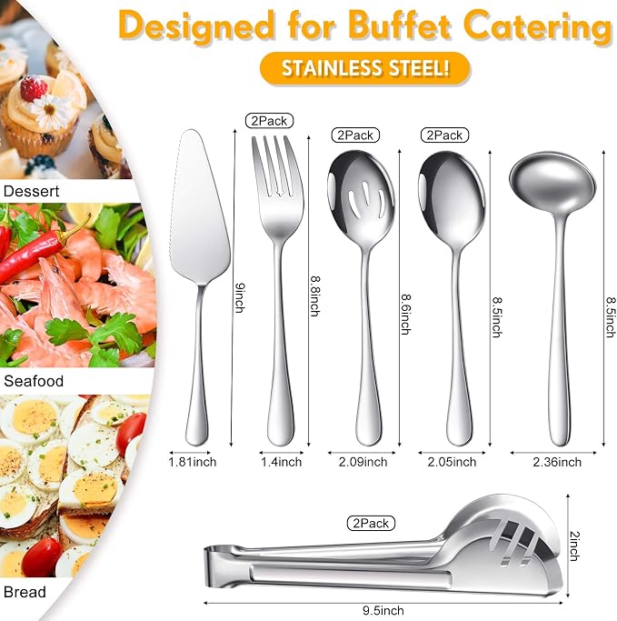 Patelai Serving Utensils Set Include Stainless Steel Large Spoons Slotted - Image 2