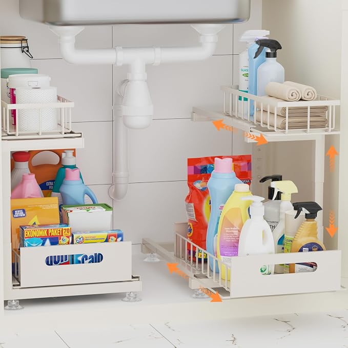 Under Sink Organizer, Heavy Duty Metal Pull Out Cabinet Organizer Slide Out by Toyear