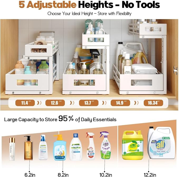 1-Pack Under Sink Organizers and Storage, 2-Tier L Shape Pull Out Cabinet - Image 4
