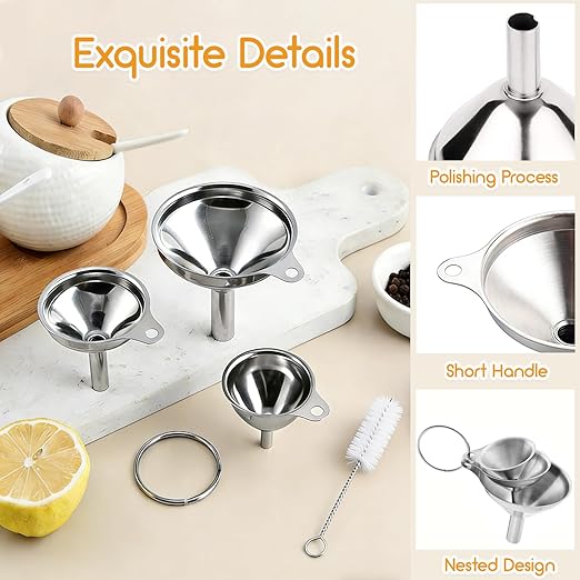 Small Funnels for Filling Bottles, Food Grade Mini Metal Funnel for - Image 3