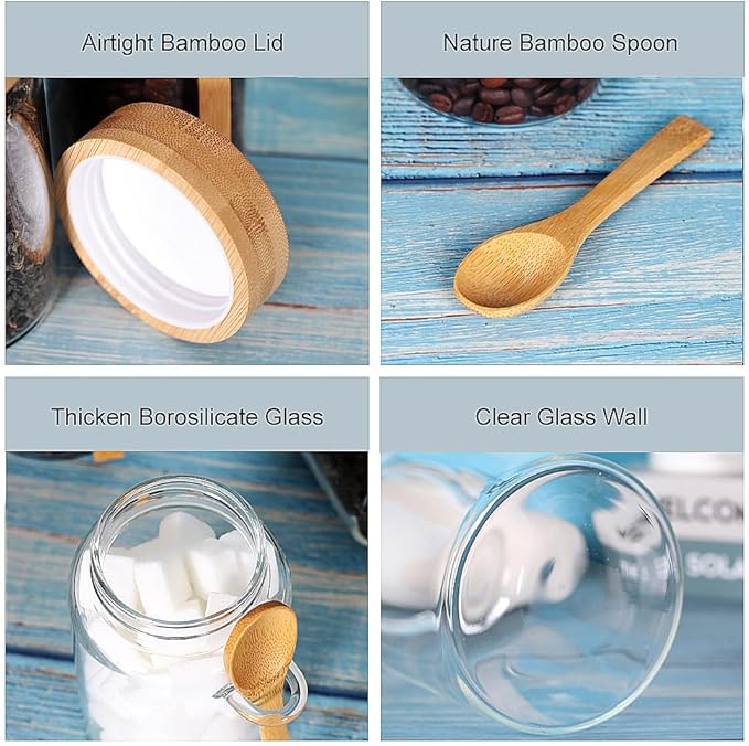 Glass Jar with Screw Lid and Spoon, 6 Pack16 OZ Tea Containers - Image 4